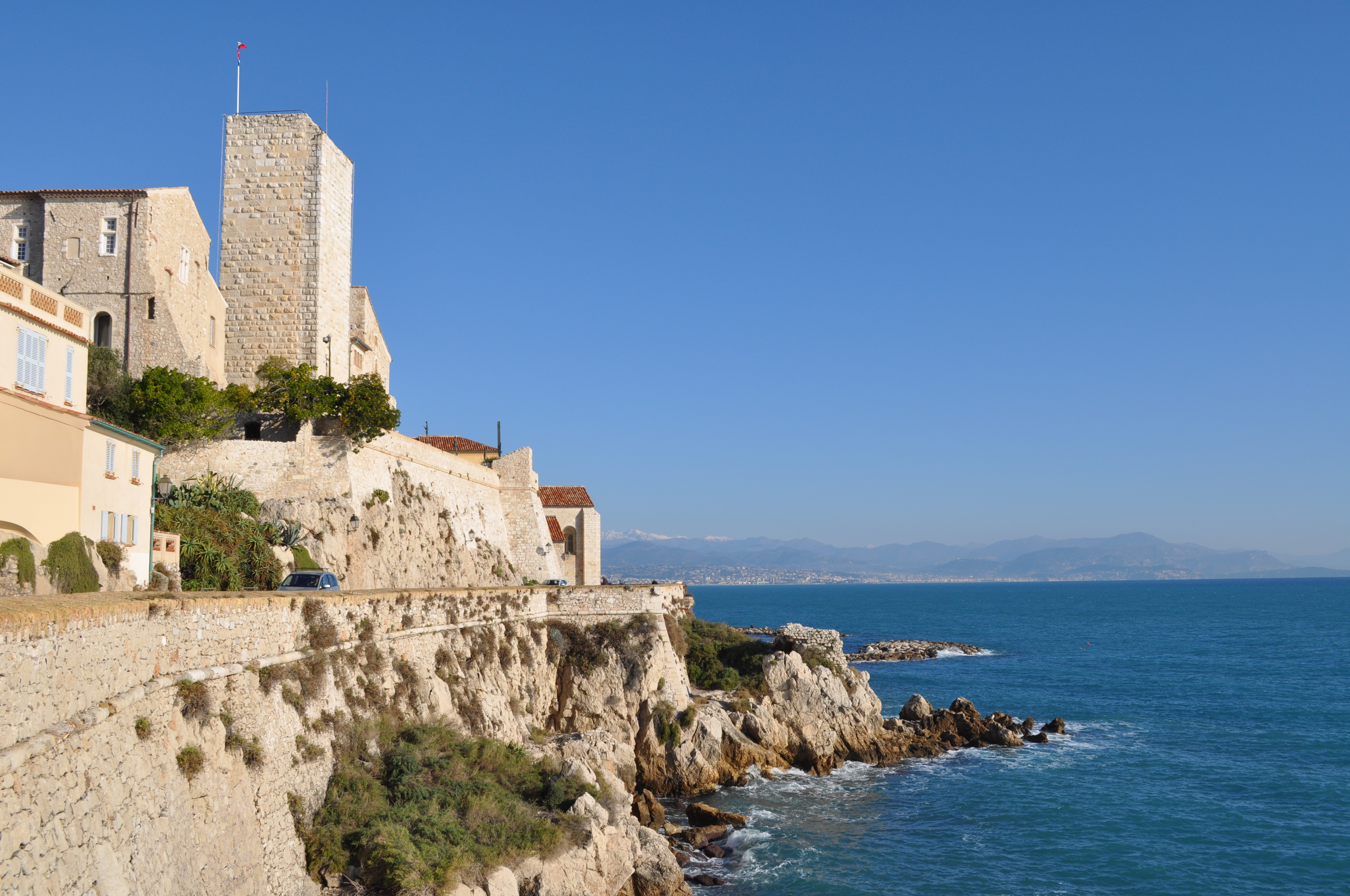 Meditaranean coastline with traditional brick work and roofs